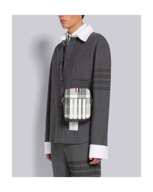 Thom Browne Multicolor Checkered Zipped Messenger Bag for men