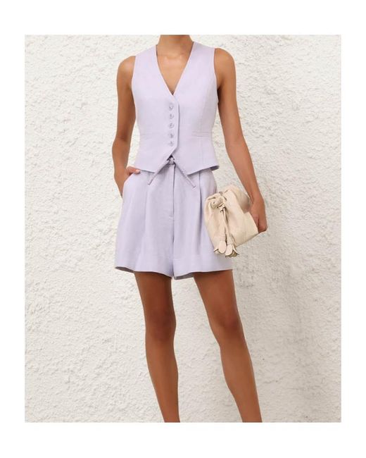 Zimmermann Purple Luna Tailored Shorts