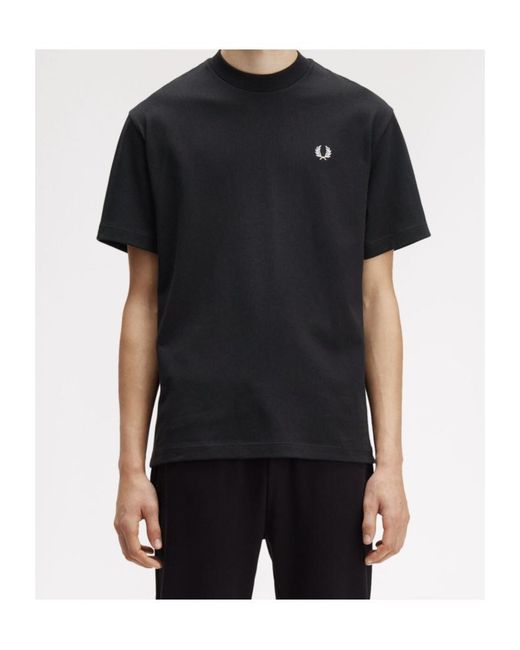 Fred Perry Black Small-Logo Cotton T-Shirt for men