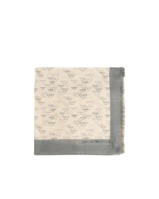 Emporio Armani Natural Logo Border Scarf