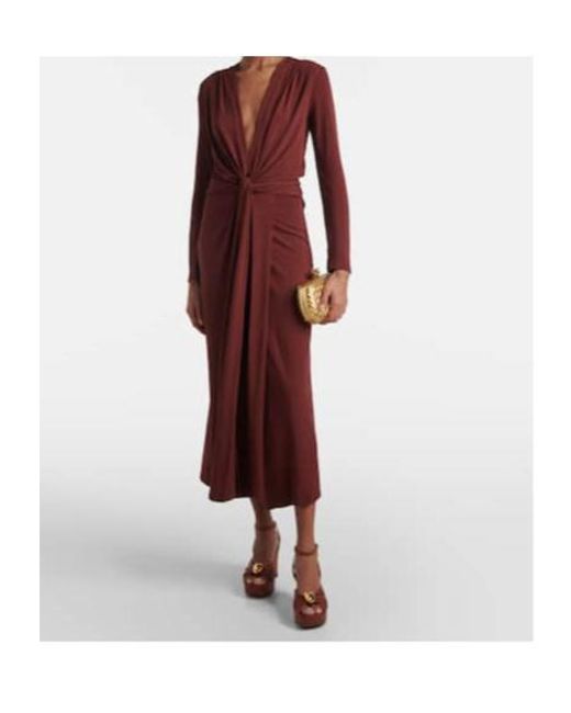 Johanna Ortiz Red Finding Yourself Draped Jersey Maxi Dress