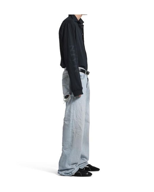Balenciaga Blue Distressed Relaxed Fit Jeans for men
