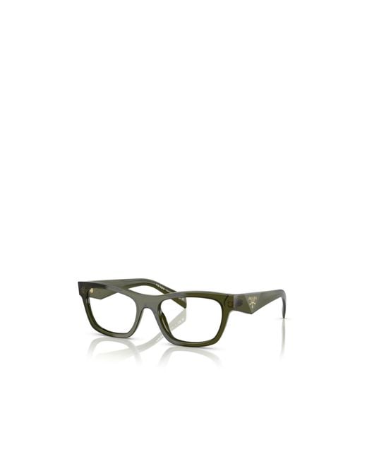 Prada Green Eyewear Rectangular Frame Glasses