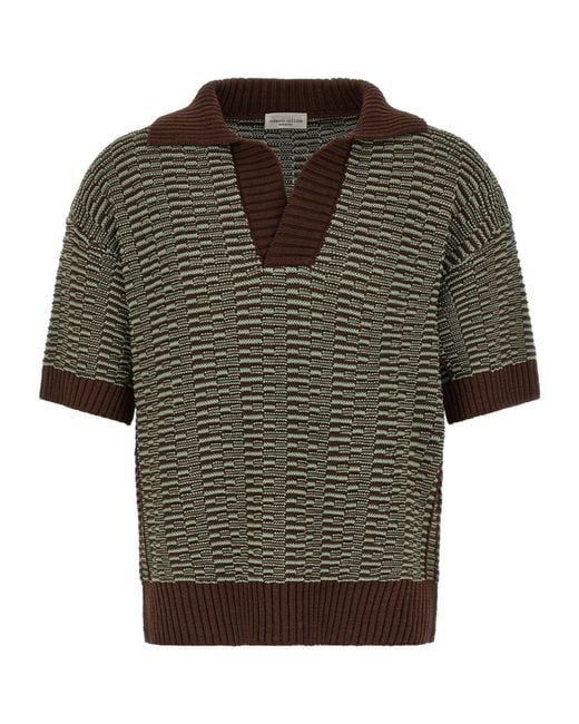 Roberto Collina Green Links Open-Collar Polo Shirt for men