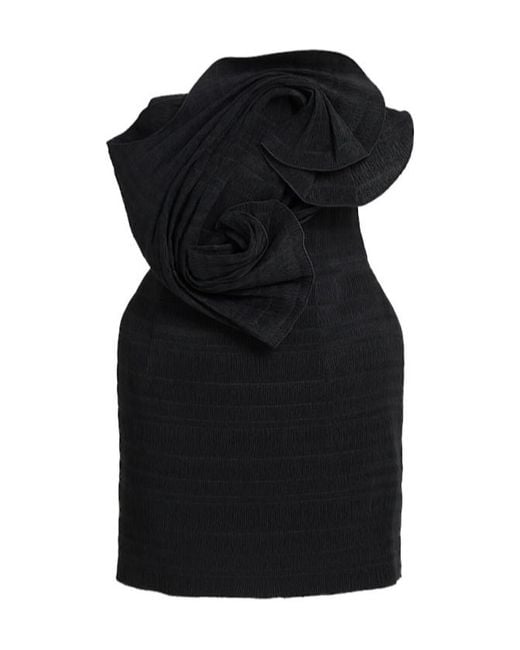 Magda Butrym Black Strapless Mini Dress W/ Roses