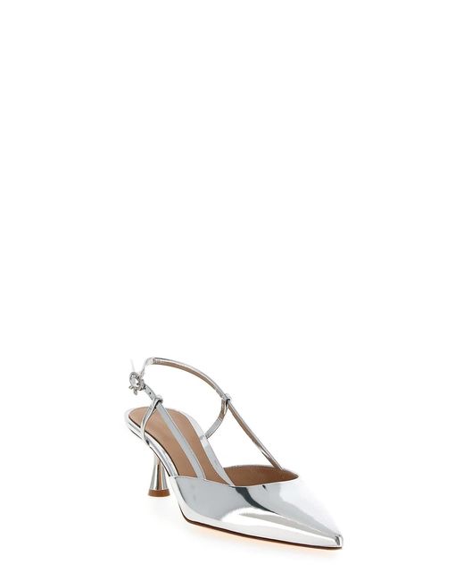 Gianvito Rossi White Ascent Pointed-Toe Slingback Pumps