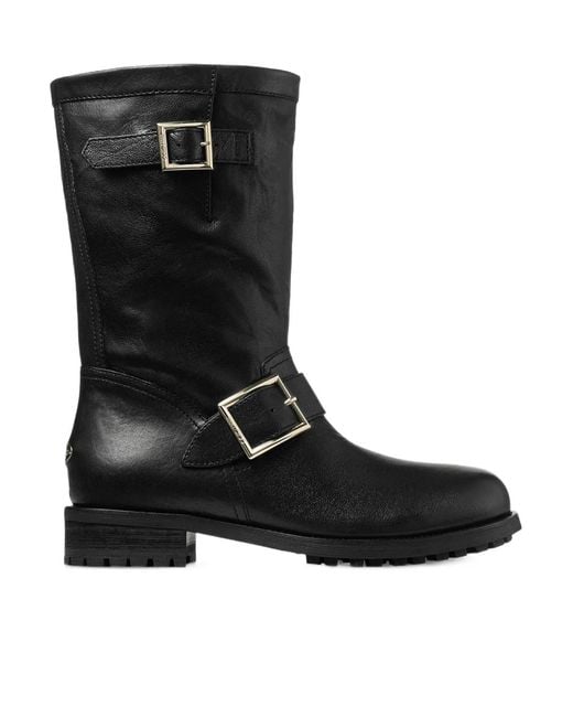 Jimmy Choo Black Leather Biker Boots