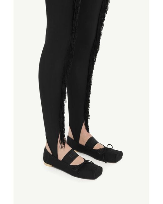 MM6 by Maison Margiela Black Anatomic Numbers-Motif Square-Toe Ballerina Shoes