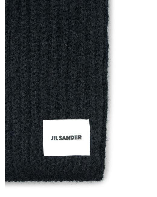 Jil Sander Black Wool Blend Scarf for men