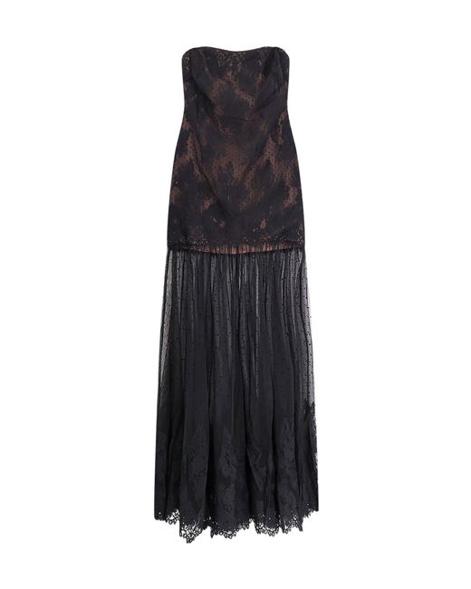 retroféte Black Retrofete Sleeveless Lace Tulle Maxi Dress