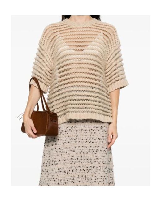 Fabiana Filippi Natural Crew-Neck Wool Sweater