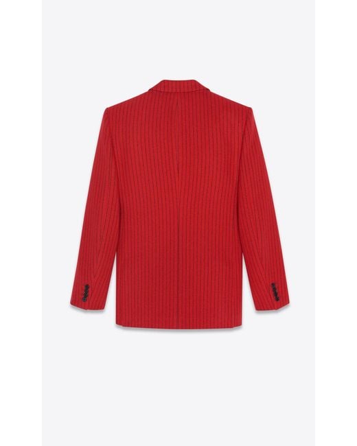 Saint Laurent Red Pinstripe-Pattern Single-Breasted Blazer for men