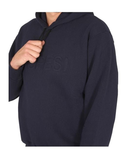 Aspesi Blue Drawstring Long-Sleeved Hoodie for men