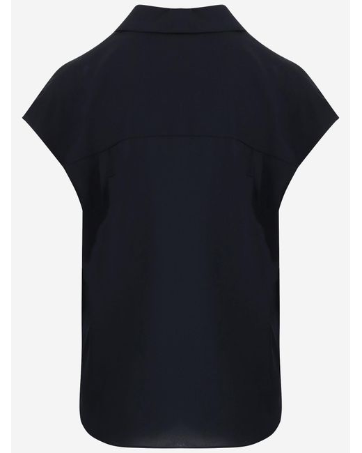 Vince Blue Cap-Sleeve Silk Blouse