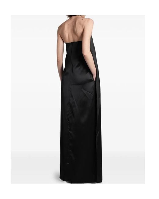 DARKPARK Black Strapless Pleated-Detail Maxi Dress