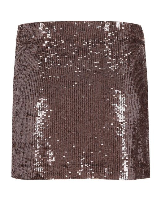 P.A.R.O.S.H. Brown Sequin Skirt