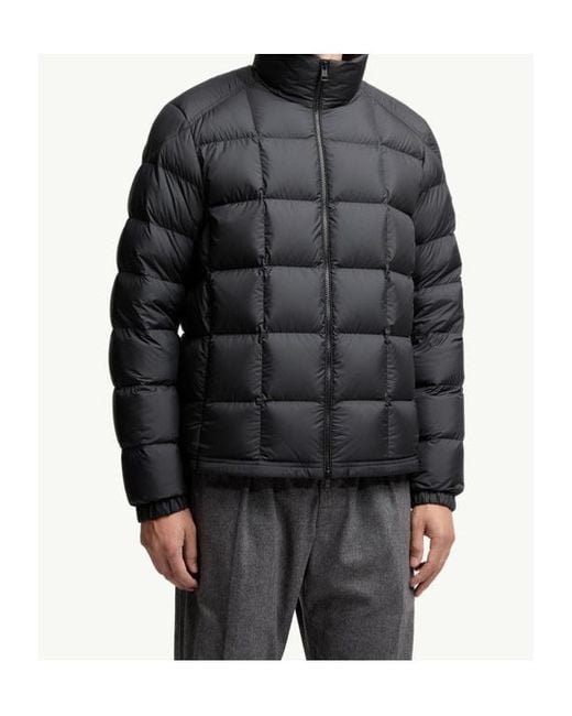 Moncler Blue Eglise Square-Quilted Hooded Short Down Jacket for men