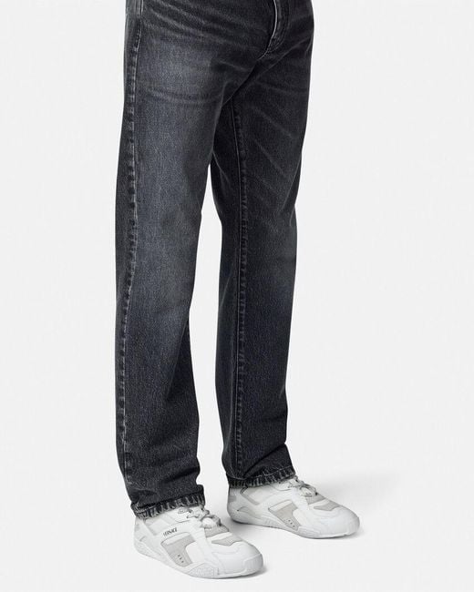 Versace White Galaxia Panelled Lace-Up Sneakers for men