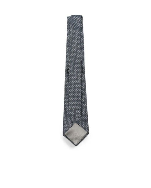 Giorgio Armani White Chevron-Patterned Silk Tie for men