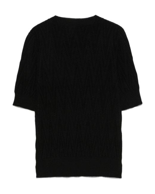 D.exterior Black Chevron-Knit Sweater