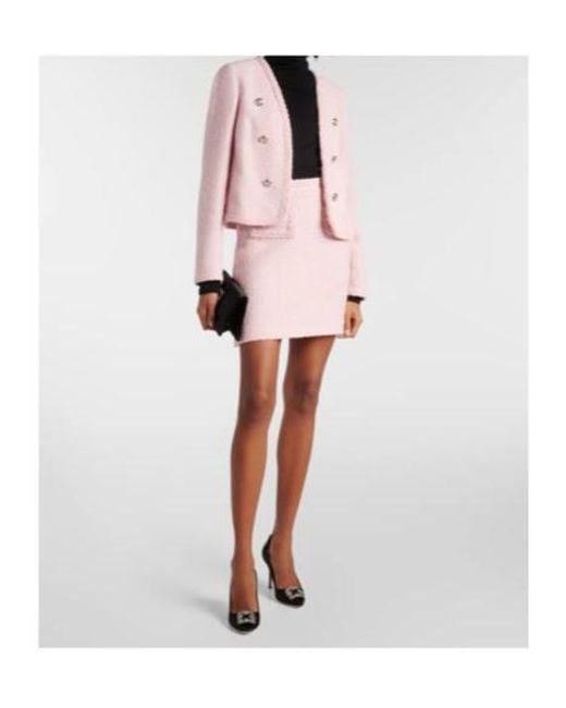 Giambattista Valli Pink High-Rise Wool-Blend Miniskirt