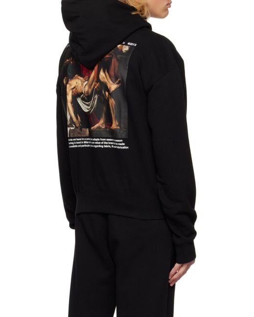 Off-White c/o Virgil Abloh Black Caravaggio Print Hooded Sweatshirt for men