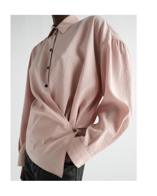 Lemaire Pink Long-Sleeved Draped Shirt