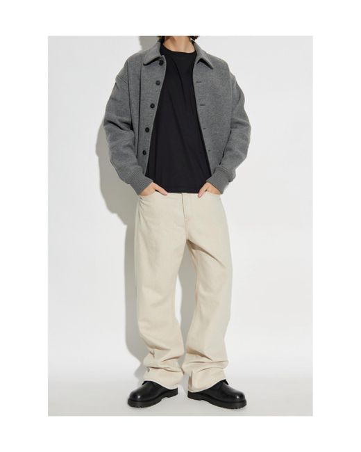 Lanvin Black Logo Embroidered Crewneck T-Shirt for men