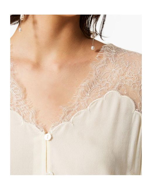 Twinset Natural Jacquard Shirt With Lace
