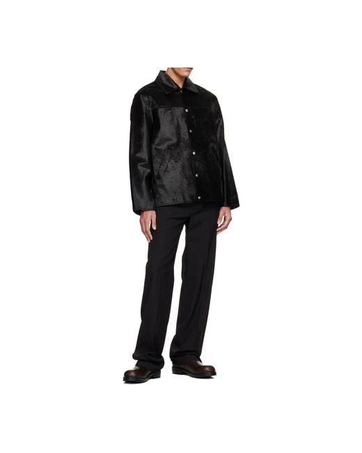 sunflower Black Wide-Collar Ponyskin Jacket for men