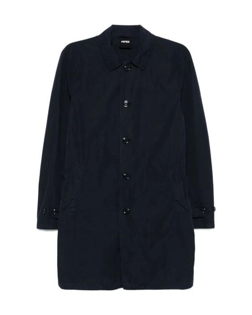 Aspesi Blue Single-Breasted Long-Sleeved Casual Jacket for men