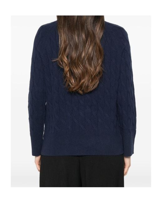 Marella Blue High-Neck Knit Sweater