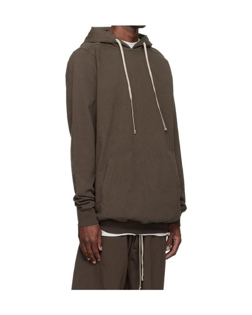 Rick Owens Brown Temple Long-Sleeved Hoodie for men