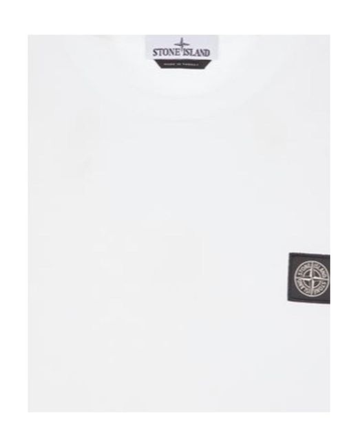 Stone Island White Compass-Patch Crew-Neck Sweatshirt for men