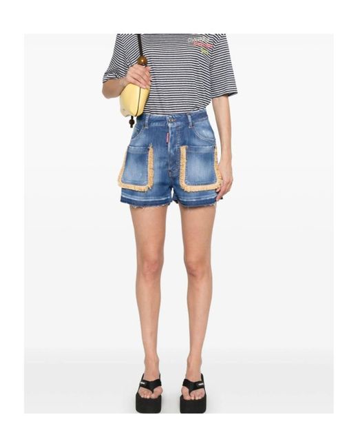 DSquared² Blue Summer Lovers Denim Baggy Shorts