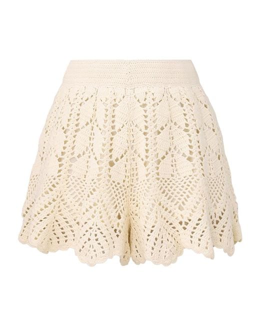 Zimmermann Natural Awaken Lace Crochet Shorts