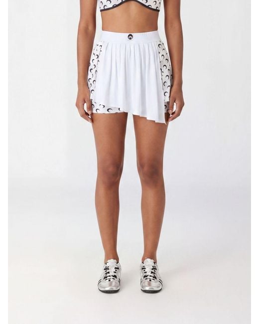 MARINE SERRE Blue Moon-Print Pleated Shorts