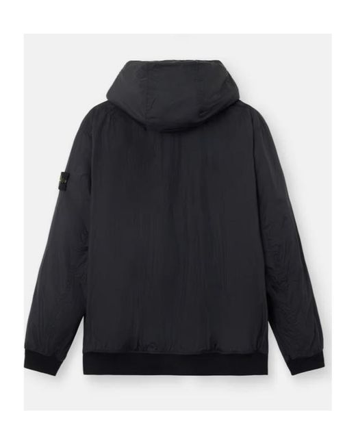 Stone Island Blue Logo Patch Zip-Up Hooded Jacket for men