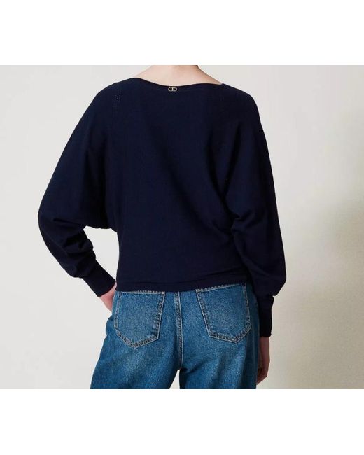 Twinset Blue Crew-Neck Sweater