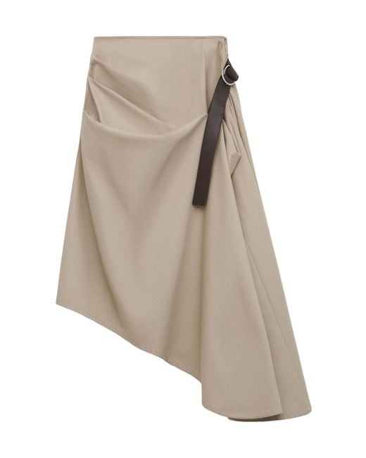 Loewe Natural Cotton And Silk Belted Skirt
