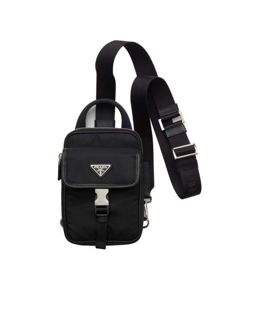Prada Black Re-Nylon And Saffiano Leather Smartphone Case for men