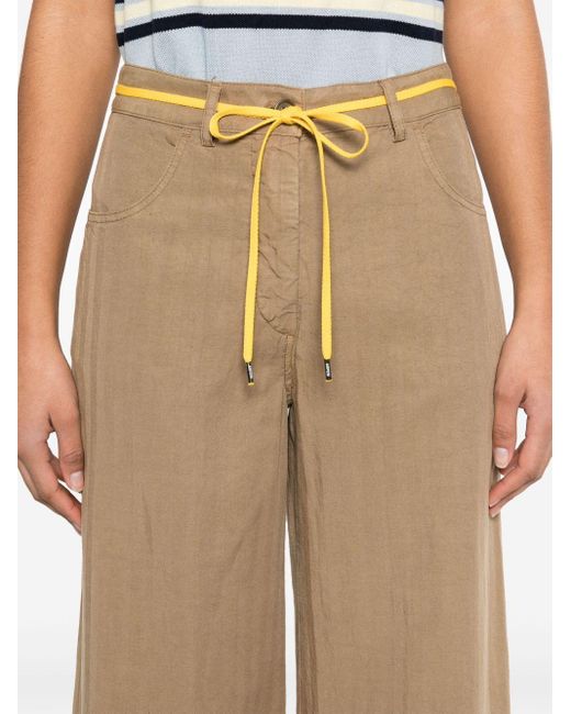 Aspesi Natural Striped Wide-Leg Trousers