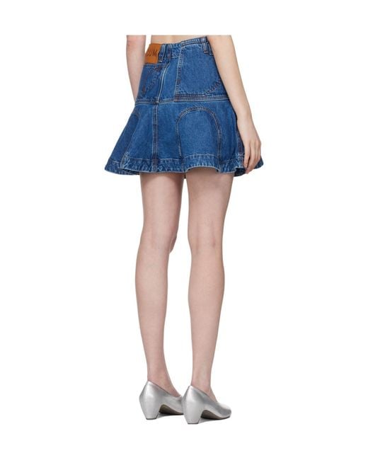 Edward Cuming Blue Godet Patchwork Denim Mini Skirt