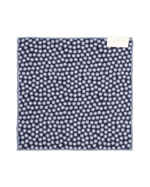 Brunello Cucinelli Blue Polka-Dot Pocket Square for men
