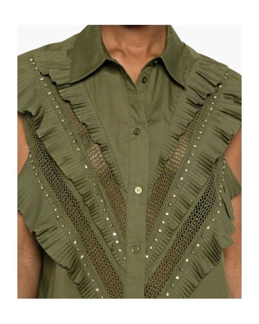 Essentiel Antwerp Green Jeandarlene Embellished Sleeveless Shirt