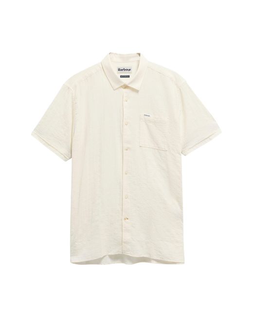 Barbour White Short-Sleeved Button-Up Shirt for men