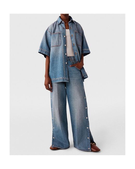Stella McCartney Blue Popper-Studded Bootcut Denim Jeans