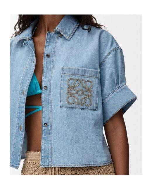 Loewe Blue Paulas Ibiza Cropped Logo-Pocket Top