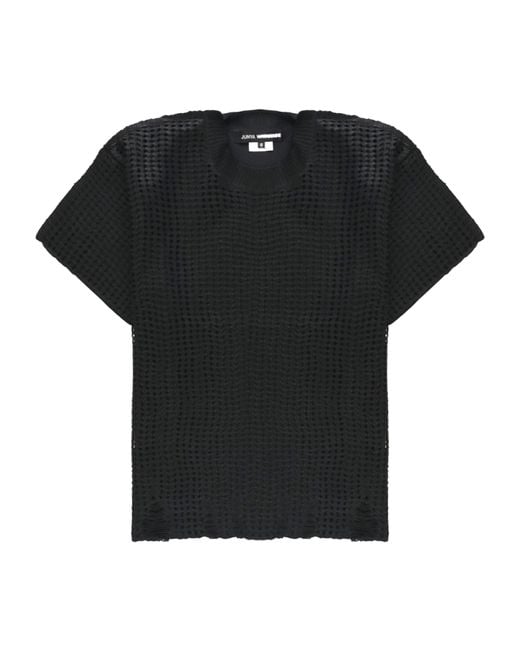 Junya Watanabe Black Open-Knit Short Sleeved T-Shirt