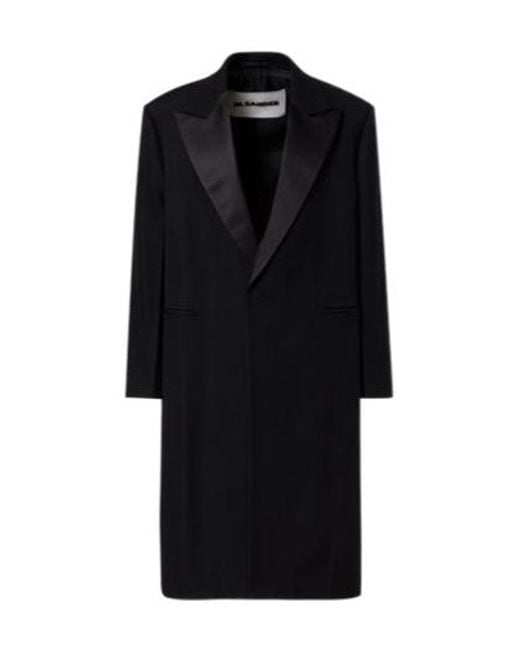 Jil Sander Black Silk-Trimmed Wool Coat for men